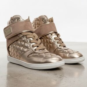 Bebe Cadyna Women’s High-Top Rose Gold Metallic Sneakers Size 8.5